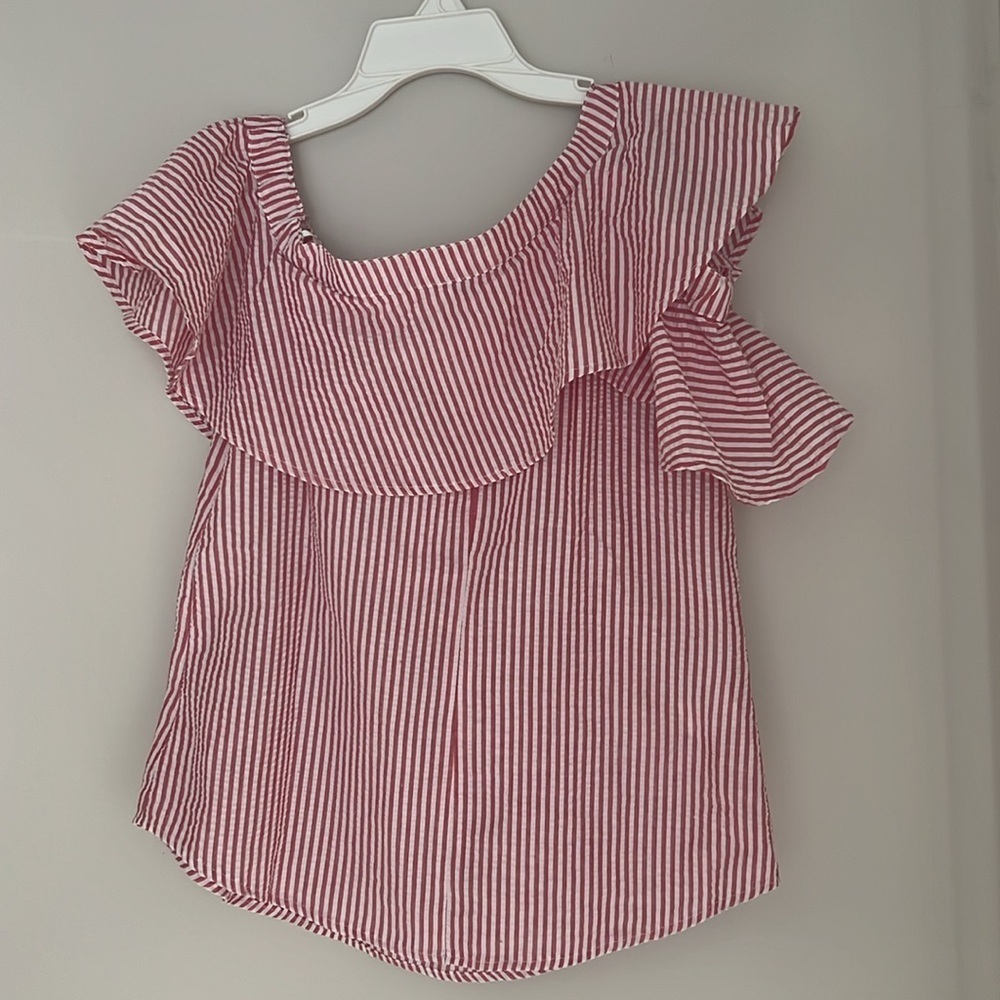 Tenax Ruffle Detail Off Shoulder Striped Top - Picture 5 of 7